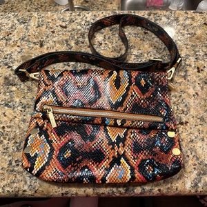 Hammitt Tony Botanical Snake Bag, Zippered Leather Crossbody Clutch VIP MED